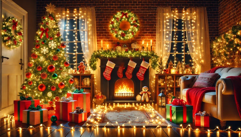 テープライトをクリスマスのデコレーションとして活用しているイメージ画像
